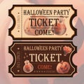 Halloween party tickets Halloween Party Vintage cinema ticket concert and festival event, movie theater coupon Poster Royalty Free Stock Photo